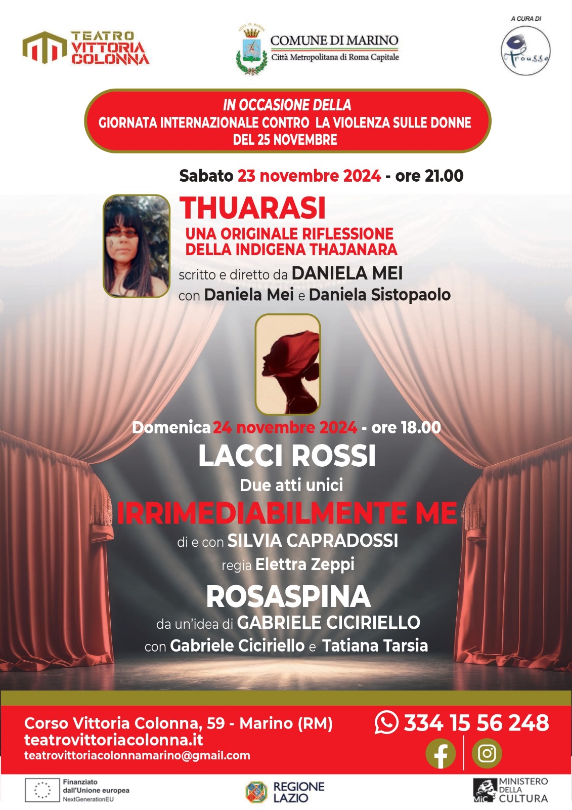 Al Teatro Vittoria Colonna di Marino “Thuarasi” e “Lacci Rossi” 